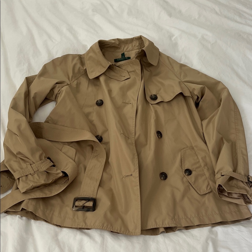 LAUREN by Ralph Lauren Cropped Double-Breasted Trench Coat